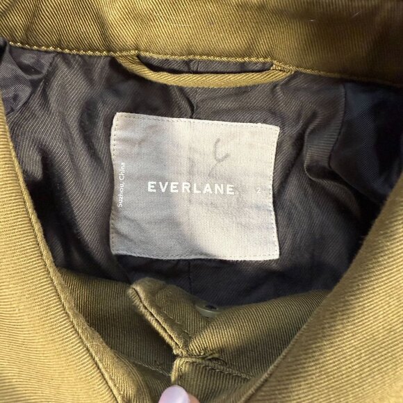 Everlane The Mac Coat Olive Green Organic Cotton Slash Pocket Womens 2 - Picture 2 of 8
